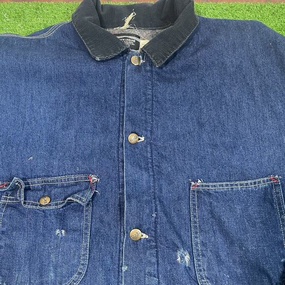 VTG Sears Jacket 3XL Blue Work Leisure Blanket Lined Barn Chore Coat Distressed - Picture 4 of 8